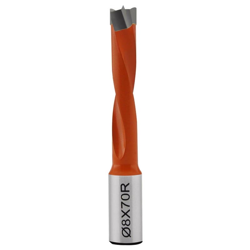 CDBP 8mm Diameter Carbide Tipped Brad Point Boring Bit Dowel Drill Bits 8mm Dia x 70mm Long x 10mm Shank, Left Hand Rotation - Image 1